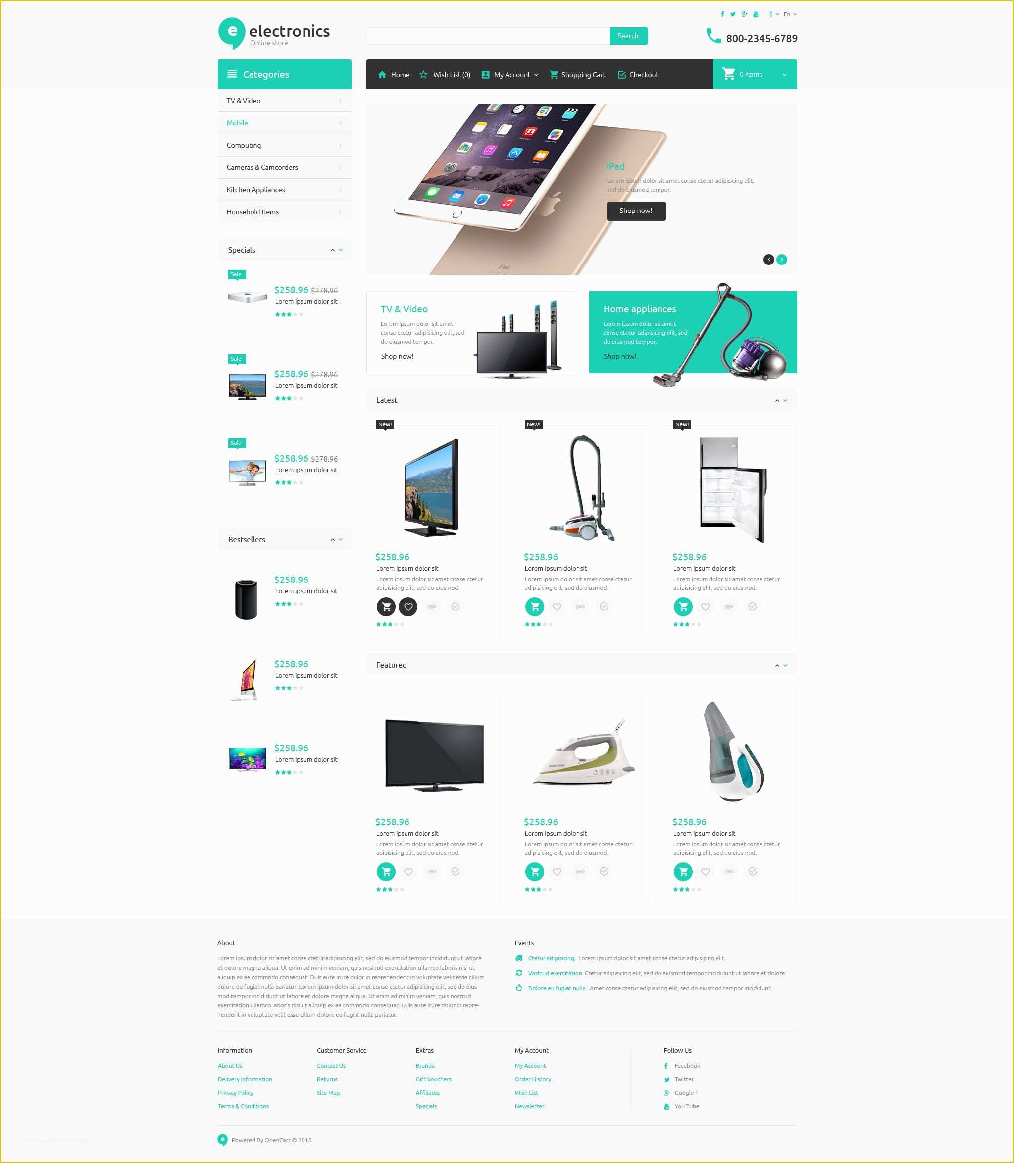 Store Template Free Of Electronic Store Opencart theme