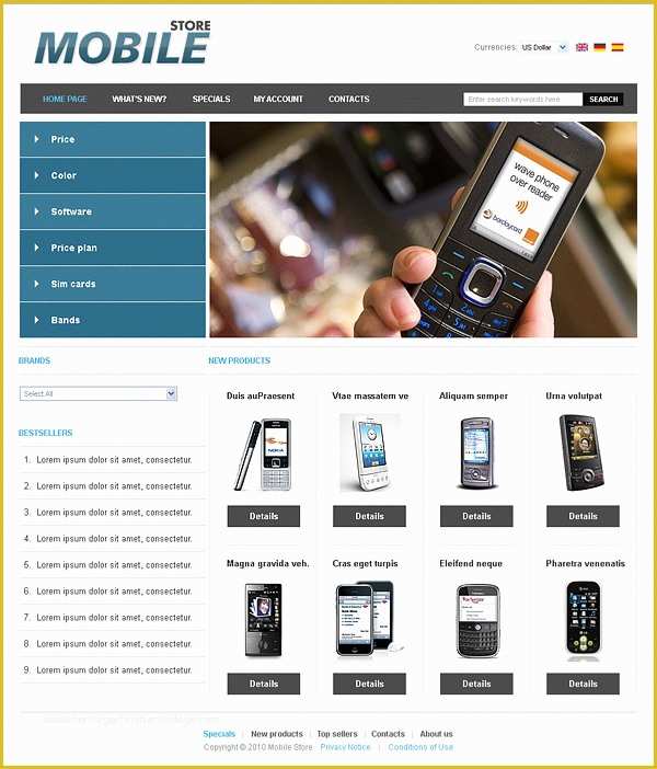Store Template Free Of Mobile Store Templates Free Web Templates