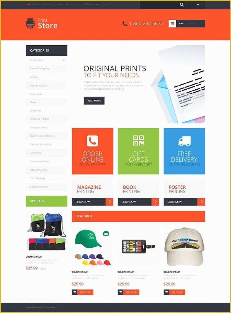 Store Template Free Of Print Shop Opencart Website Templates &amp; themes