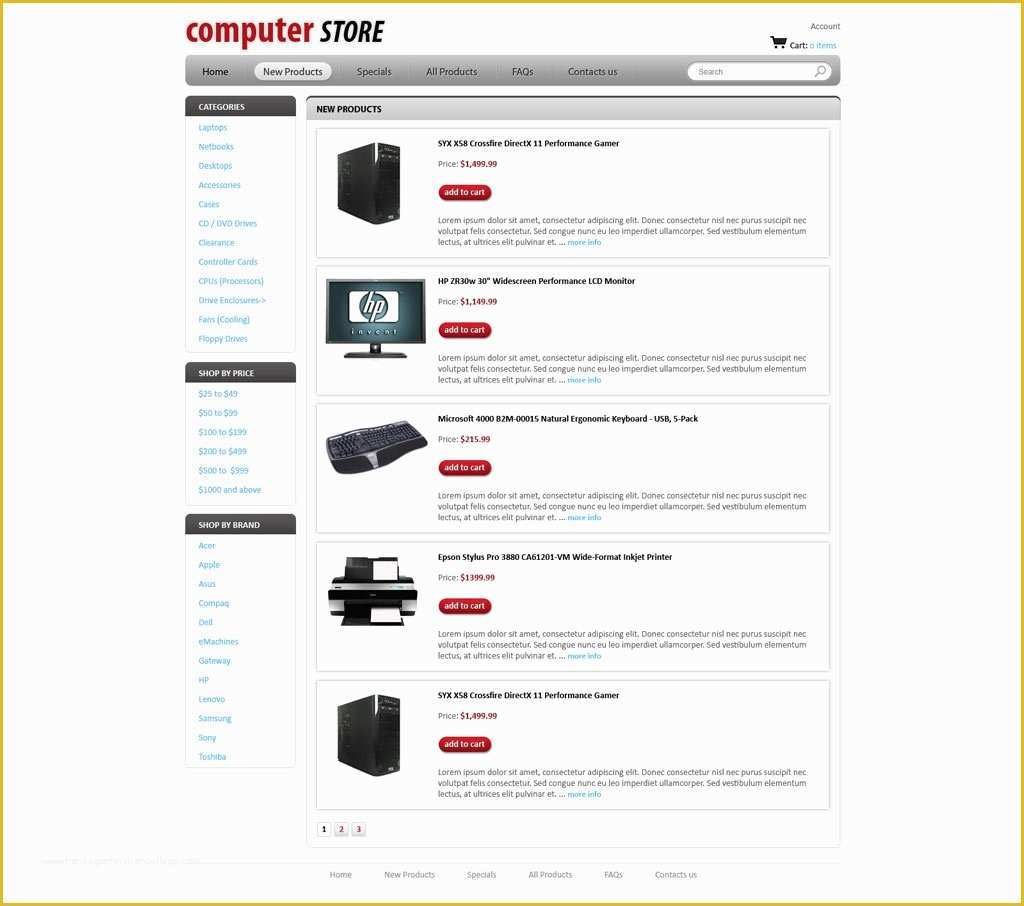 Store Template Free Of Puters Store Web Template