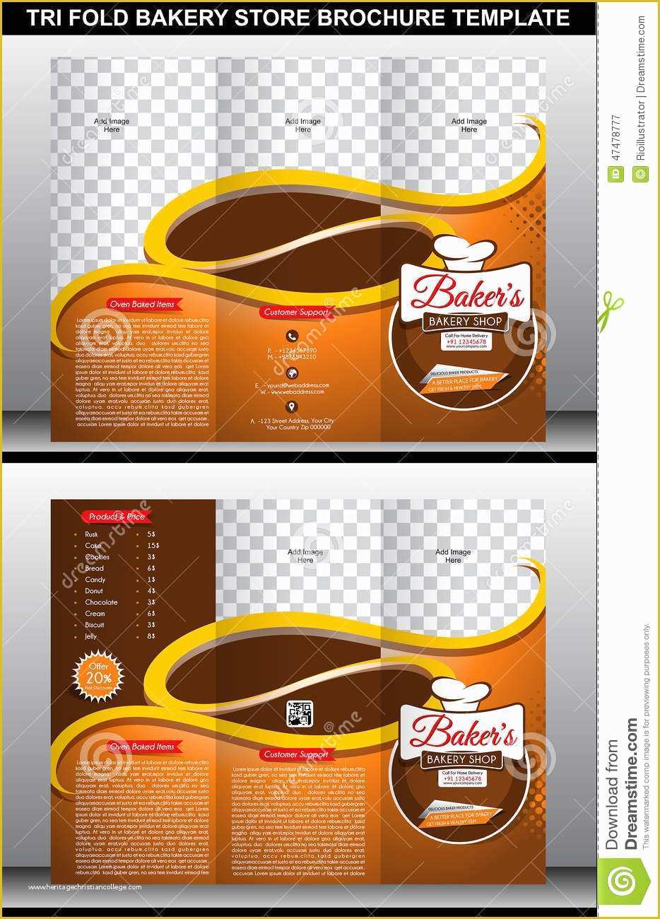 Store Template Free Of Tri Fold Bakery Store Brochure Template Stock Vector