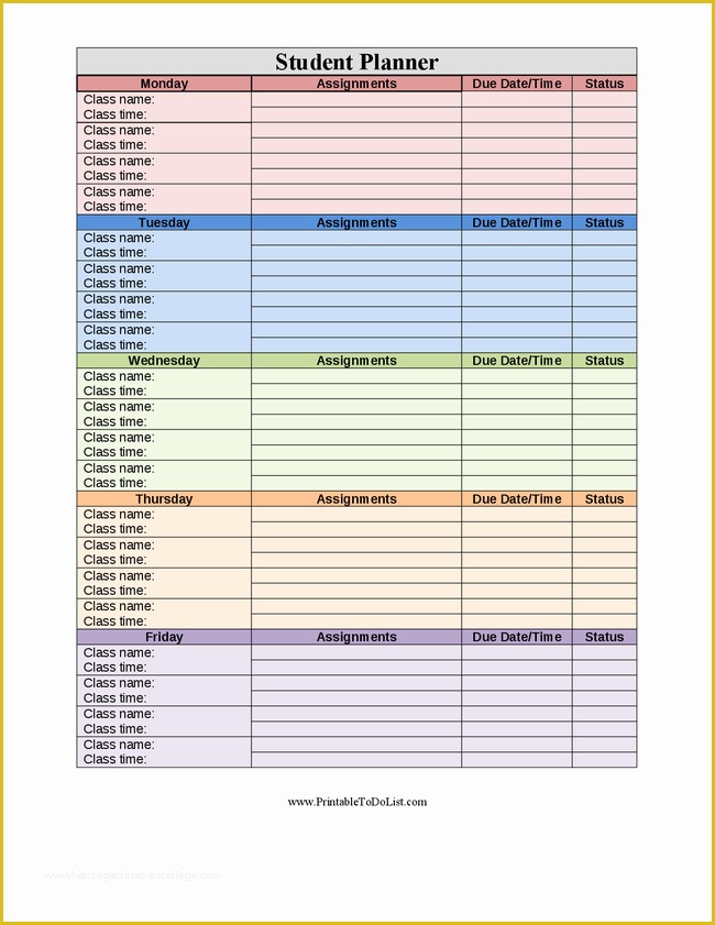 Student Planner Template Free Printable Of 7 Best Of Student Planner Template Printable