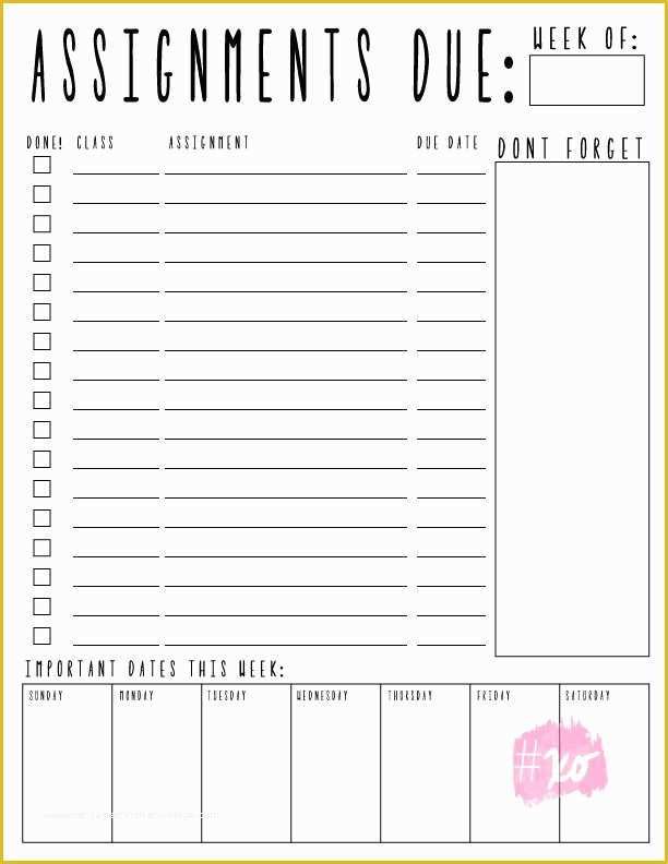 Student Planner Template Free Printable Of Best 25 Homework Planner Printable Ideas On Pinterest