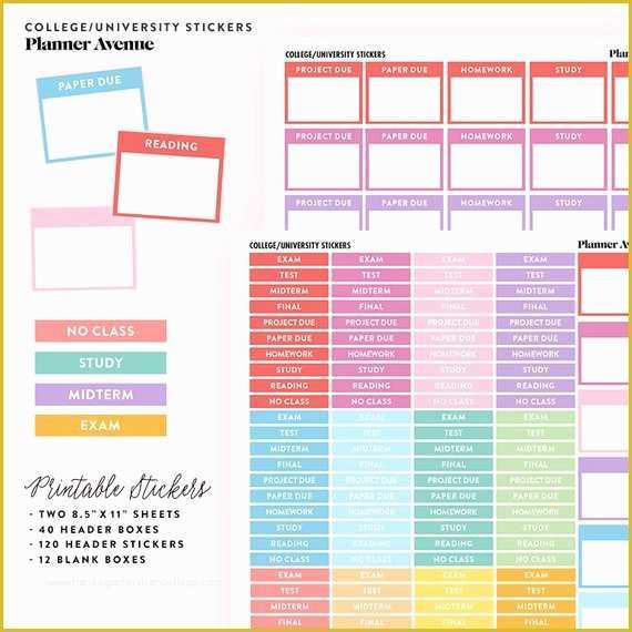 Student Planner Template Free Printable Of College Planner Stickers School Planner Stickers Student