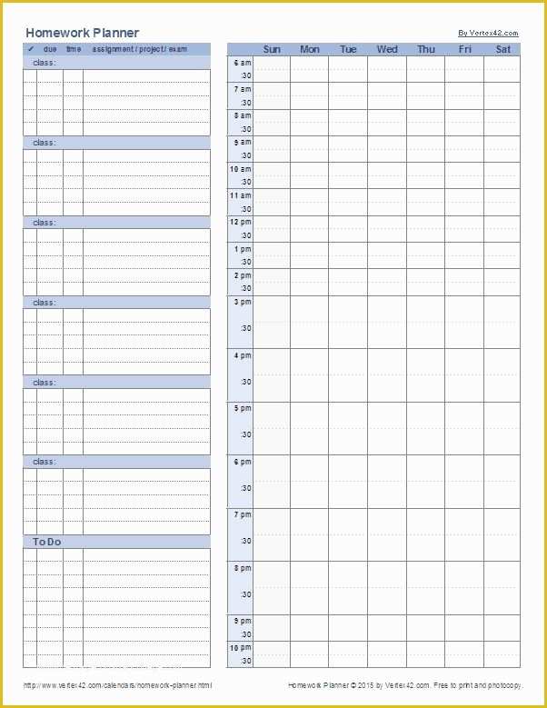 Student Planner Template Free Printable Of Download A Free Homework Planner Template for High School
