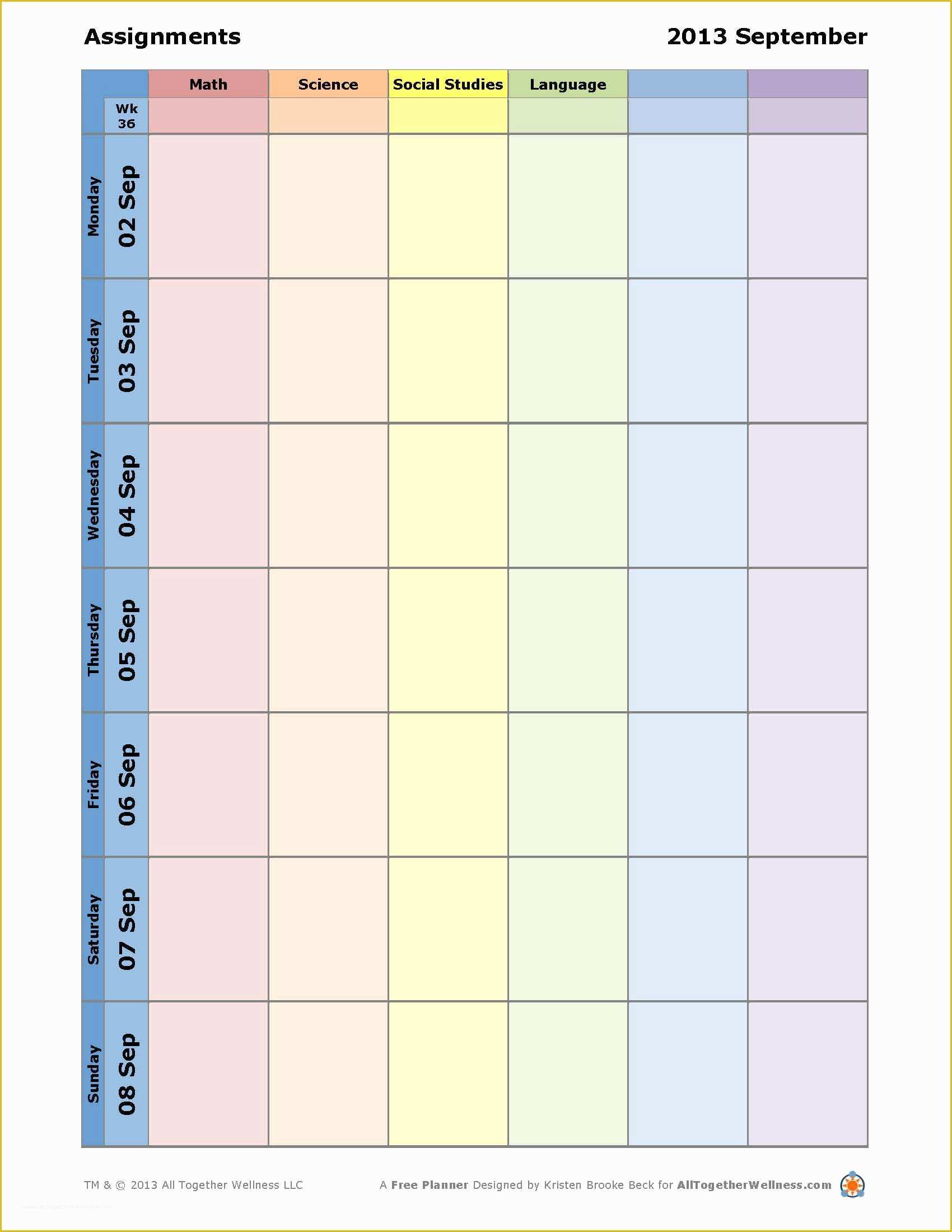 Student Planner Template Free Printable Of Free High School Student Planner Template Homework