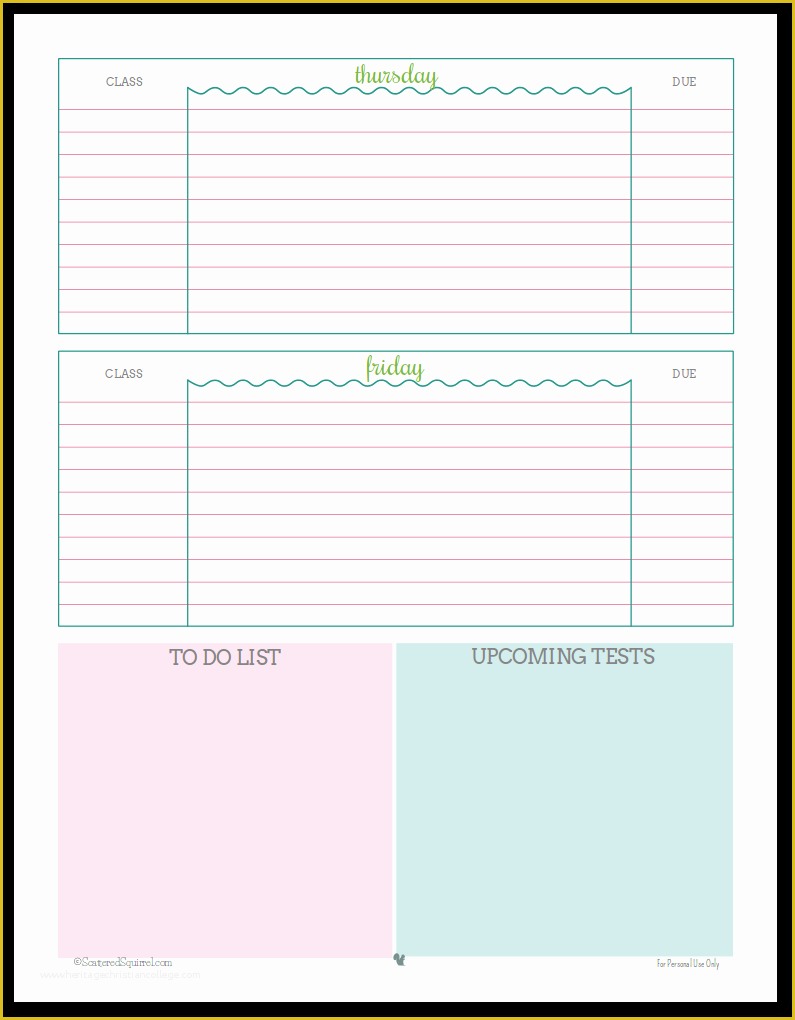 Free Printable Student Planner Pdf Printable World Holiday