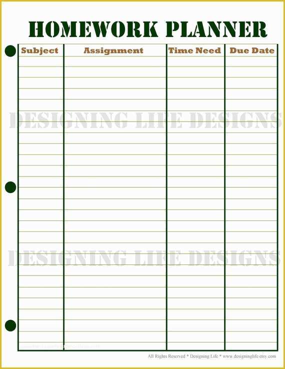 Student Planner Template Free Printable Of Homework Planner and Weekly Homework Sheet by