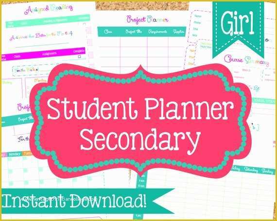 Student Planner Template Free Printable Of Instant Download Student Planner for Girls by organizedwhimsy