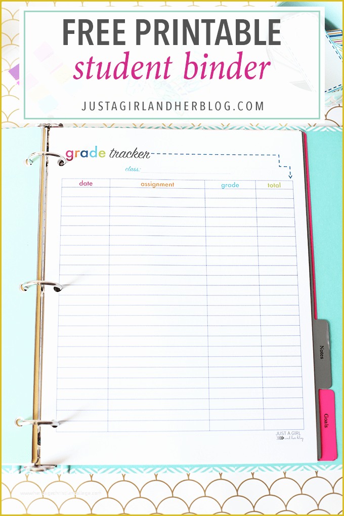 Student Planner Template Free Printable Of Printable Student Binder Just A Girl and Her Blog