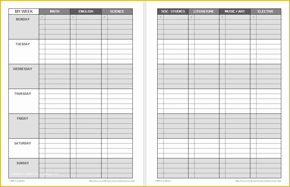Student Planner Template Free Printable Of Printable Weekly Student Planners