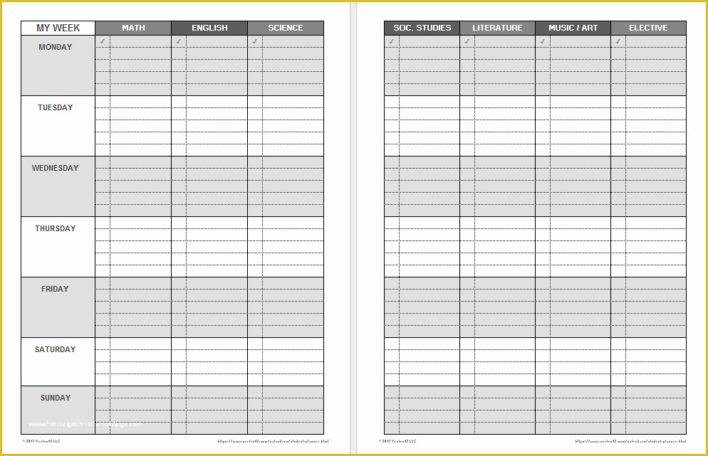 Student Planner Template Free Printable Of Printable Weekly Student Planners