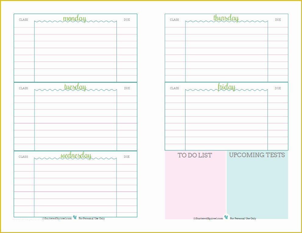 Student Planner Template Free Printable Of Student Planner Printables School organization