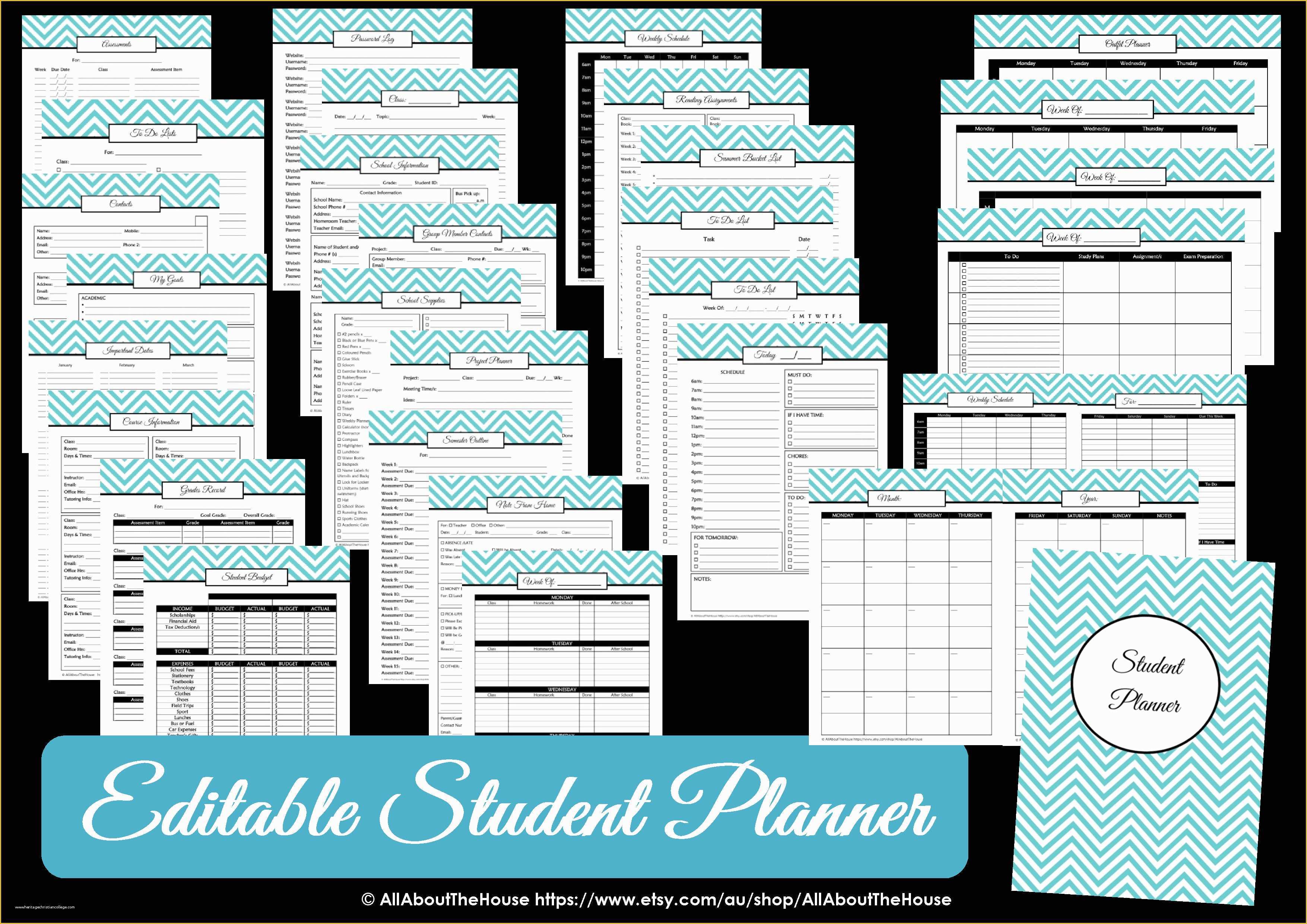 Student Planner Template Free Printable Of Study Planner