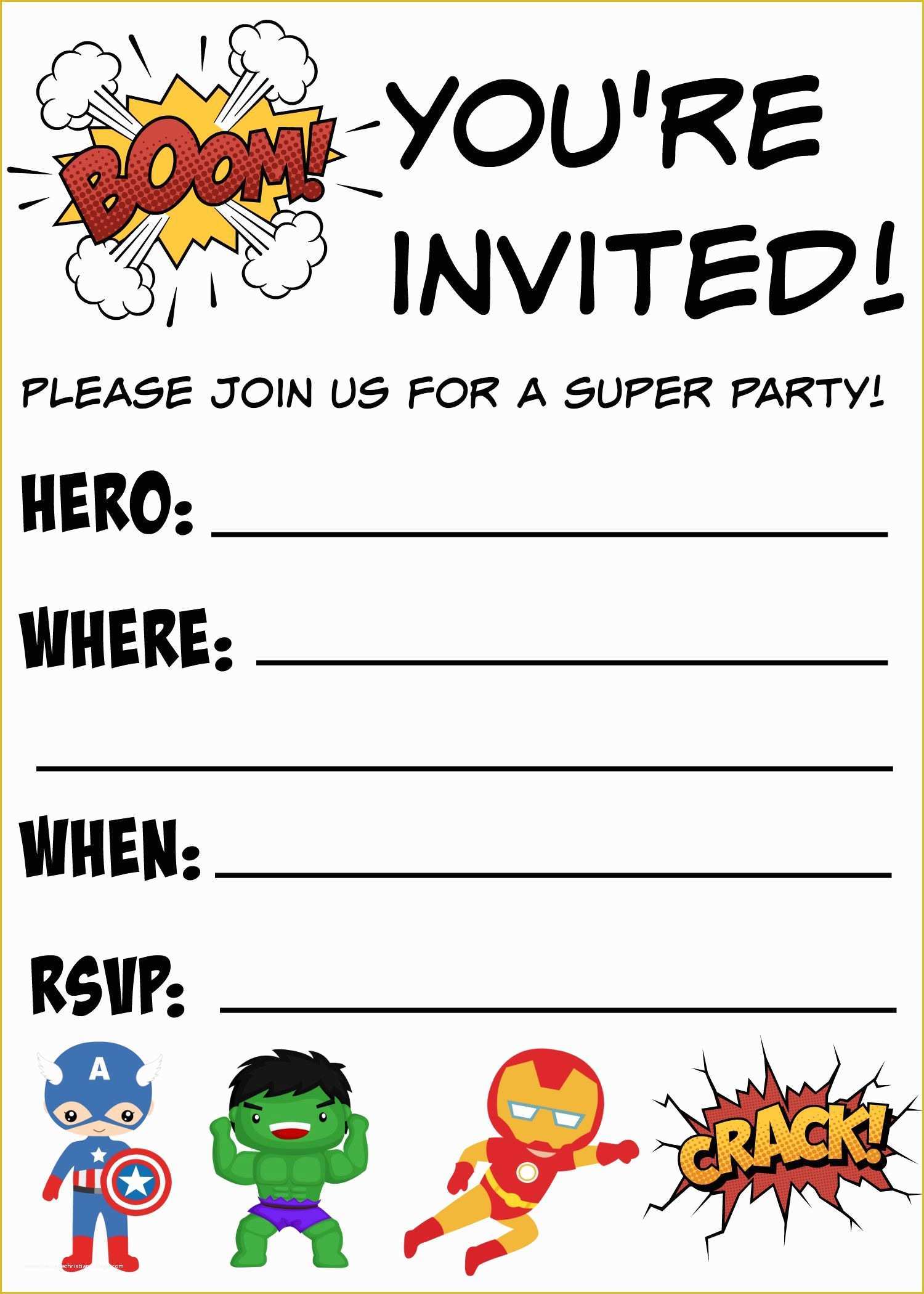 Superhero Birthday Invitations Templates Free Of 12 Free Printable Blank Superhero Birthday Invitation