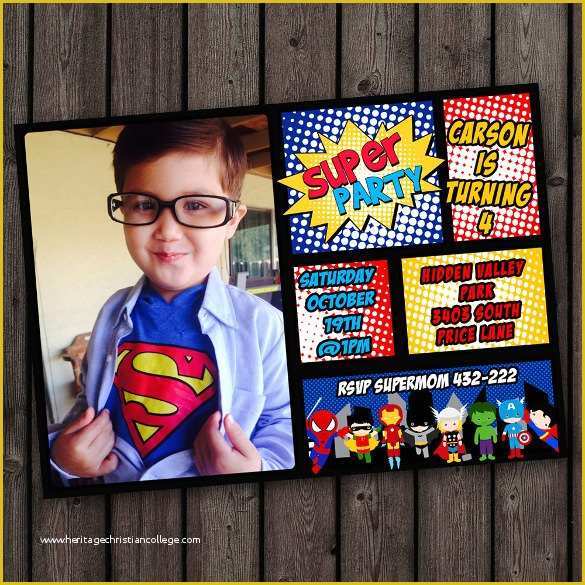 Superhero Birthday Invitations Templates Free Of 30 Superhero Birthday Invitation Templates Psd Ai