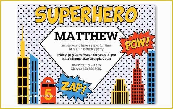 Superhero Birthday Invitations Templates Free Of 30 Superhero Birthday Invitation Templates Psd Ai