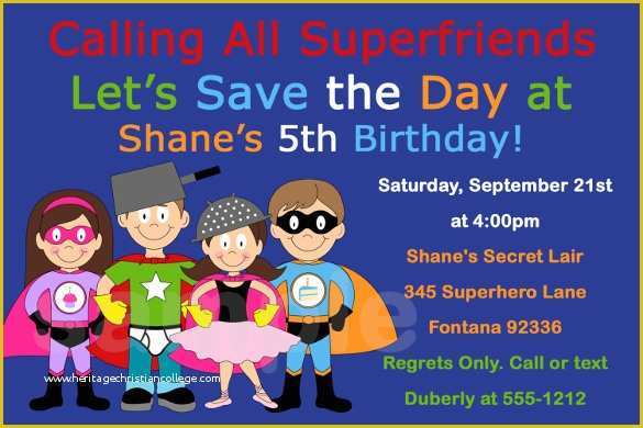 Superhero Birthday Invitations Templates Free Of Free Printable Superhero Birthday Invitation Templates