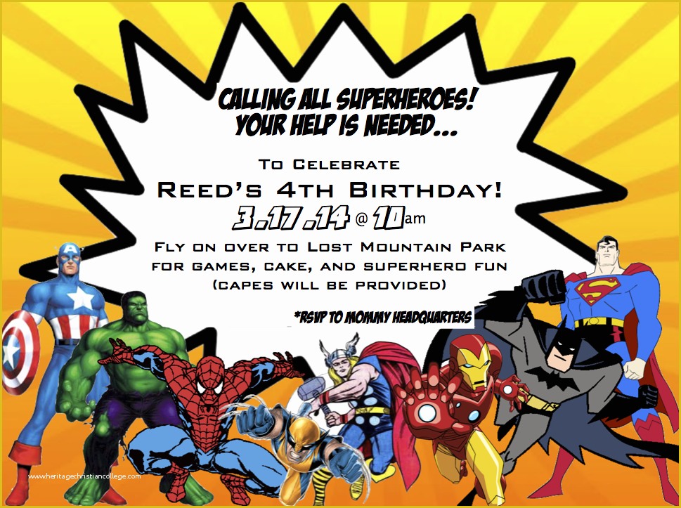 Superhero Birthday Invitations Templates Free Of Hold On to Your Hats Reed S Superhero 4th Birthday Party