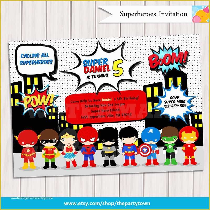 Superhero Birthday Invitations Templates Free Of Super Hero Birthday Party Pop Art Superhero Invitation