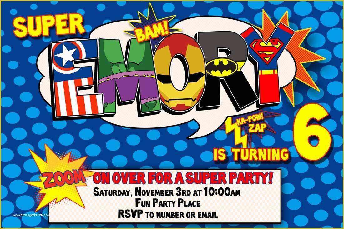 Superhero Birthday Invitations Templates Free Of Superhero Birthday Invitation