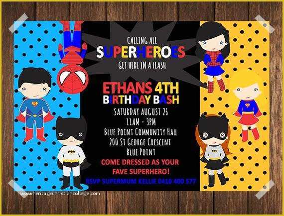 Superhero Birthday Invitations Templates Free Of Superhero Birthday Invitation Superhero Invitation