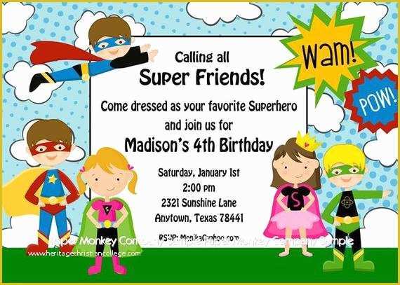 Superhero Birthday Invitations Templates Free Of Superhero Birthday Invitations