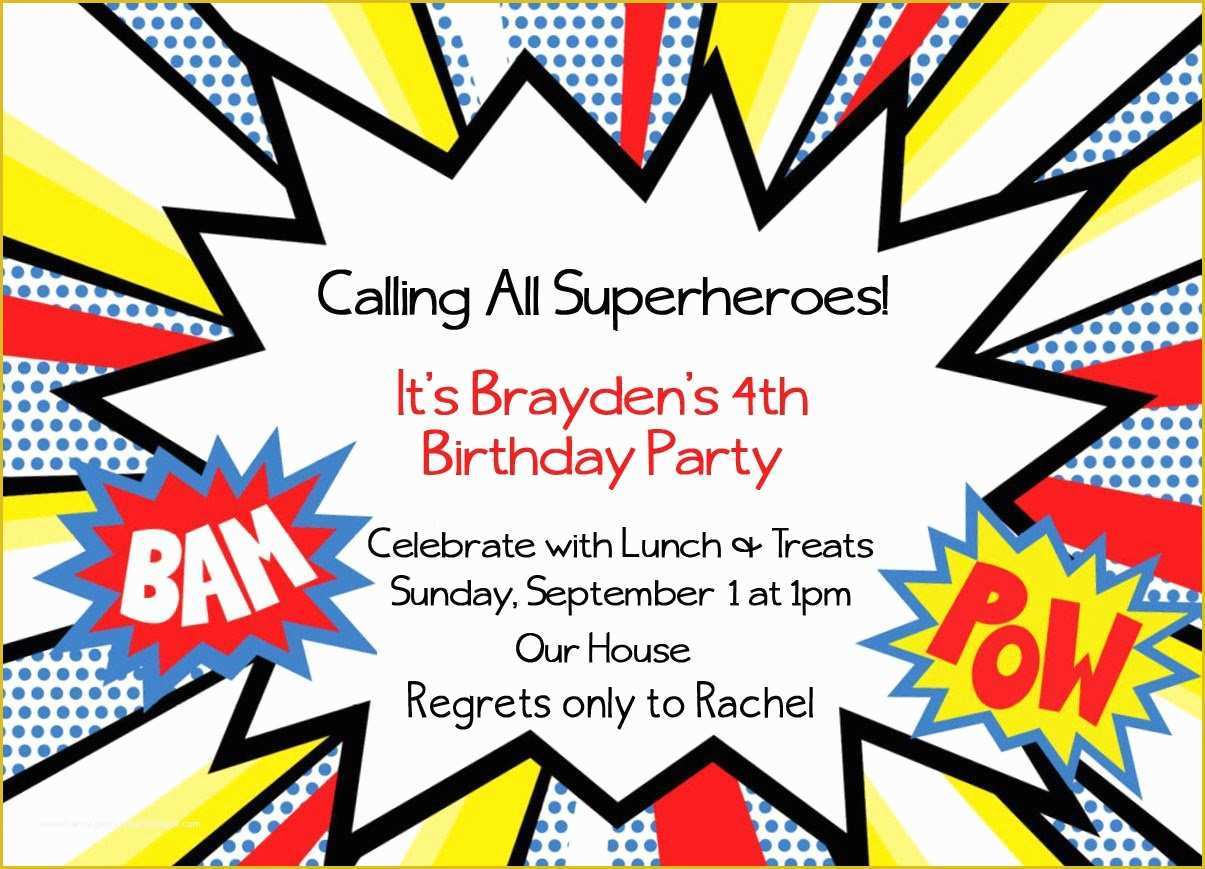 Superhero Birthday Invitations Templates Free Of Superhero Invitation Templates