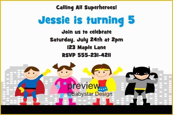 Superhero Birthday Invitations Templates Free Of Superhero Invitations Template