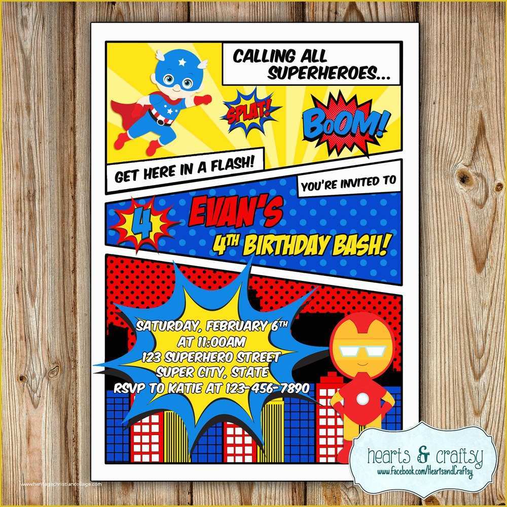 Superhero Birthday Invitations Templates Free Of Superhero Party Invitation Super Hero Birthday Invitation