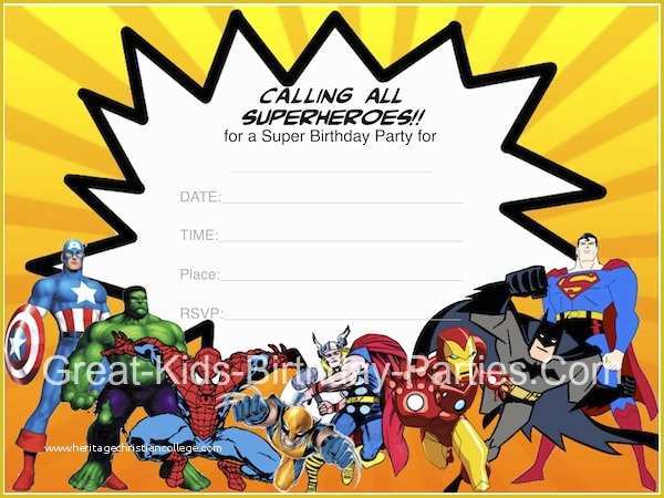 Superhero Birthday Invitations Templates Free Of Superhero Printables