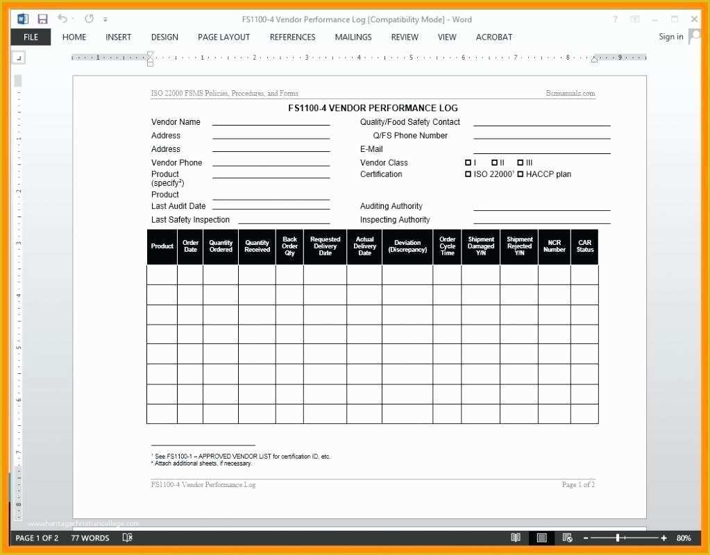 Supplier Scorecard Template Excel Free Of Vendor Scorecards Template