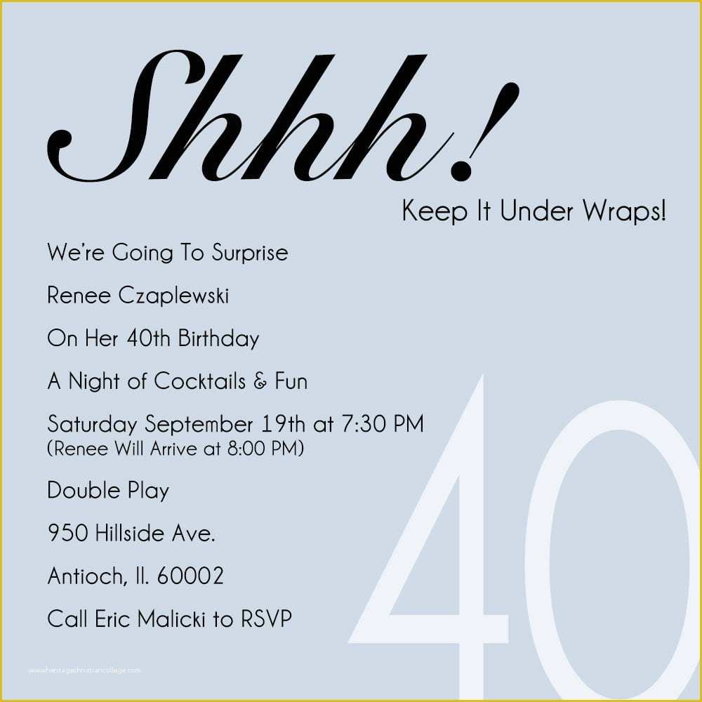 Surprise Invitation Templates Free Of 40th Party Invitation Template Free