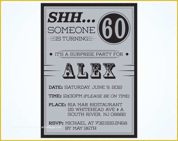 Surprise Invitation Templates Free Of Free Printable 60th Birthday Surprise Party Invitations