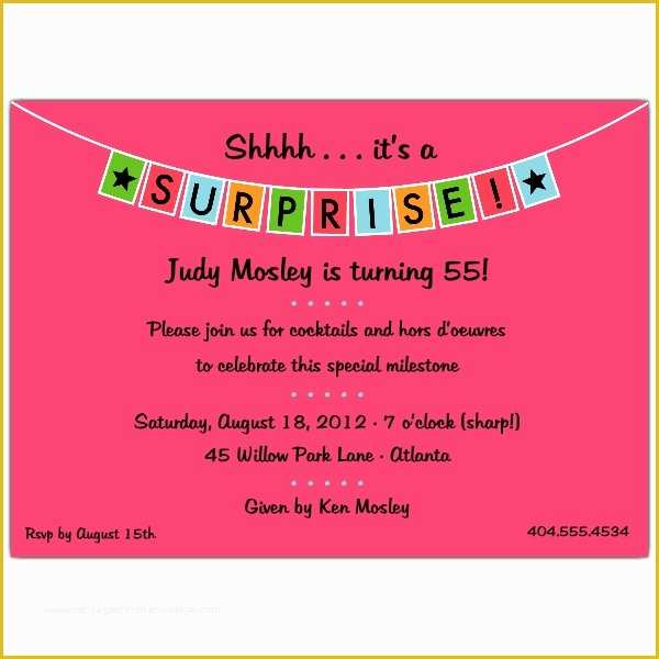 Surprise Invitation Templates Free Of Free Surprise Birthday Party Invitations Templates