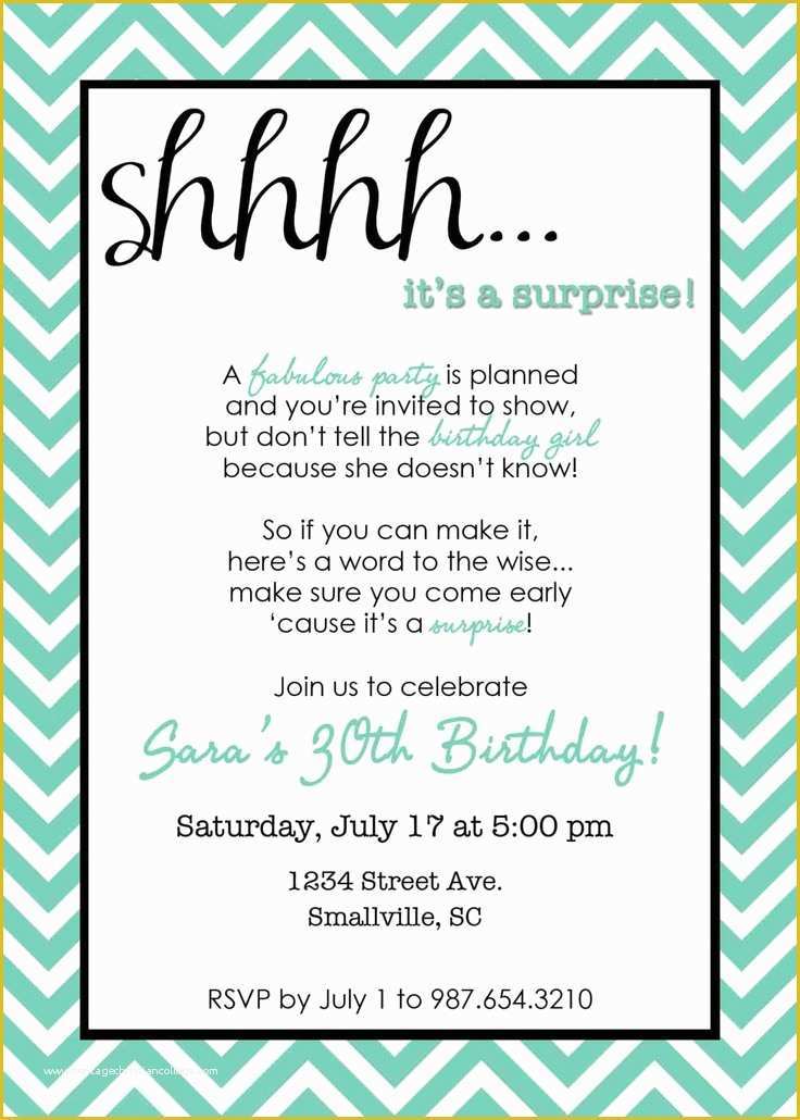 Surprise Invitation Templates Free Of Printable Chevron Surprise Party Invitation