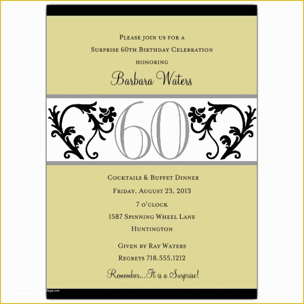 Surprise Invitation Templates Free Of Surprise 60th Birthday Invitation Templates Free