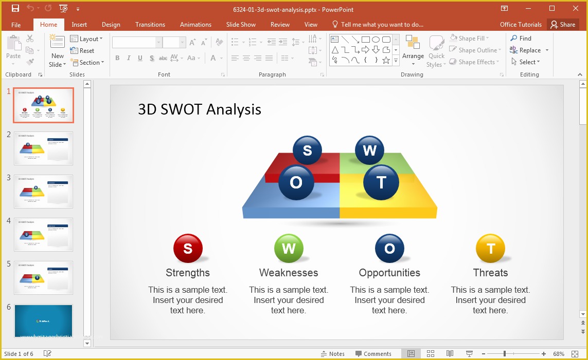 Swot Analysis Template Powerpoint Free Of 3d Swot Powerpoint Template