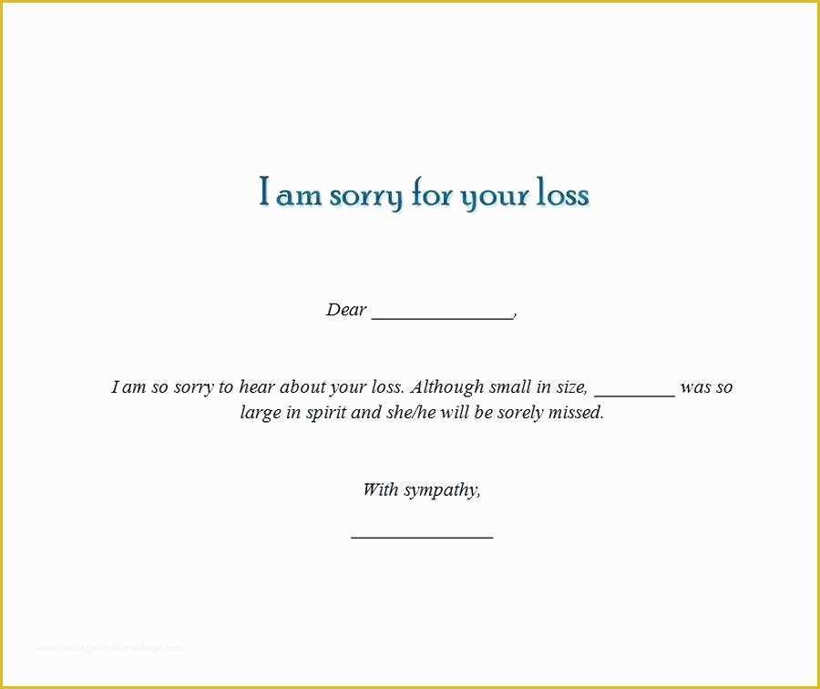 Sympathy Card Templates Free Download Of sorry for Your Loss Card Template – Spitznasfo