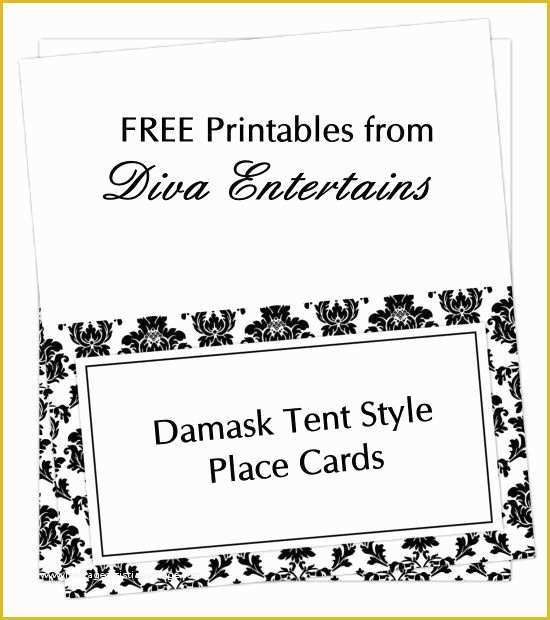 Table Tent Cards Template Free Of Free Damask Tent Cards
