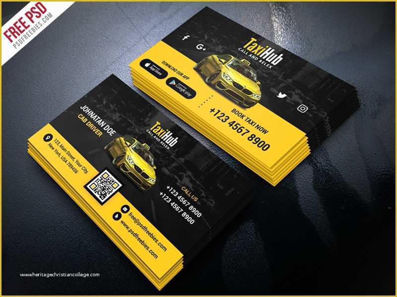 Taxi Business Cards Templates Free Download Of Free Psd Cab Taxi Services Business Card Template by Psd