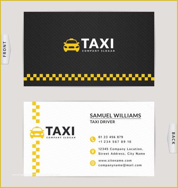 Taxi Business Cards Templates Free Download Of Taxi Business Card Yellow with Black Color Vector Template