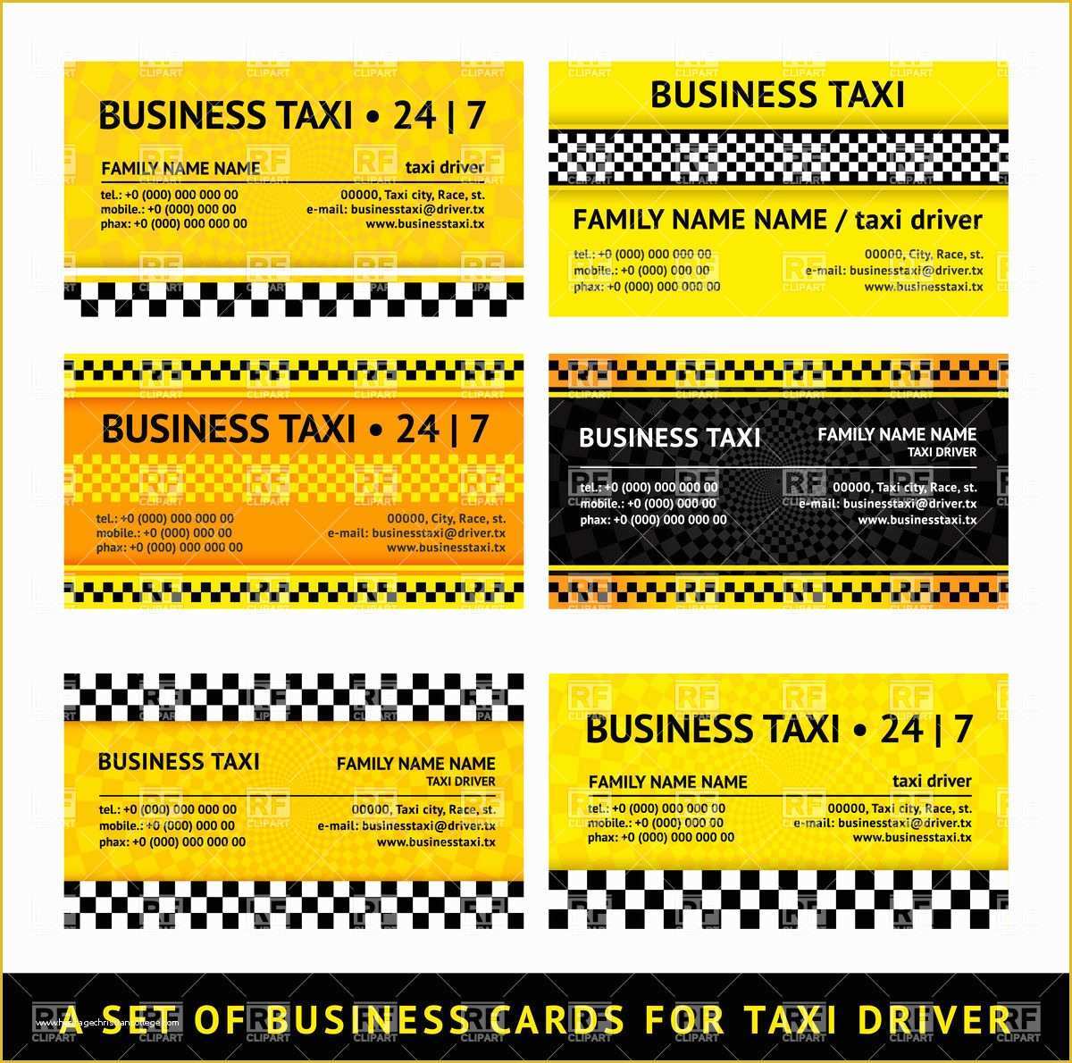 Taxi Business Cards Templates Free Download Of Yellow Chequered Business Card Template for Taxi Vector