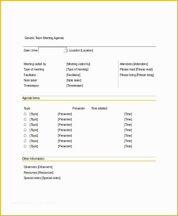 Team Meeting Minutes Template Free Of 10 Team Meeting Agenda Templates – Free Sample Example