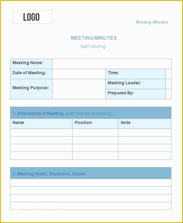 Team Meeting Minutes Template Free Of 13 Meeting Minute Templates Free Sample Example