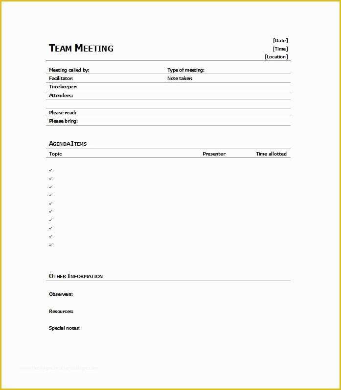 Team Meeting Minutes Template Free Of 46 Effective Meeting Agenda Templates Template Lab