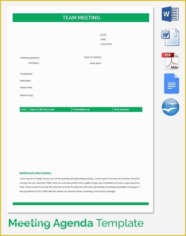 Team Meeting Minutes Template Free Of 50 Meeting Agenda Templates Pdf Doc