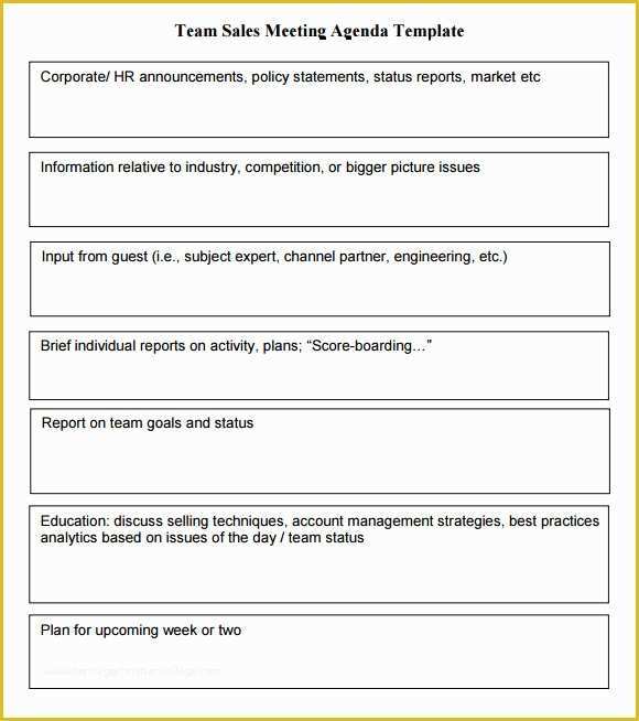 Team Meeting Minutes Template Free Of 8 Sales Meeting Agenda Templates to Free Download
