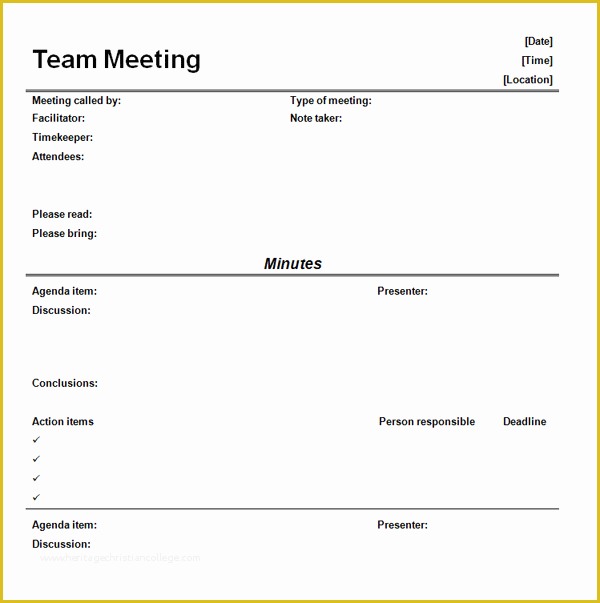 Team Meeting Minutes Template Free Of Informal Meeting Minutes Template