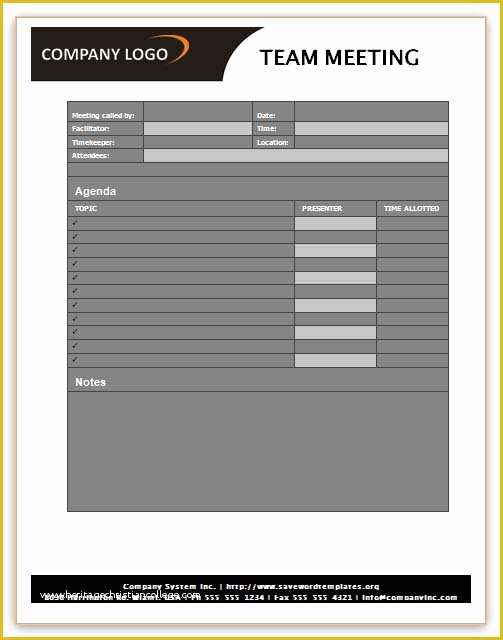 Team Meeting Minutes Template Free Of Team Meeting Agenda Template